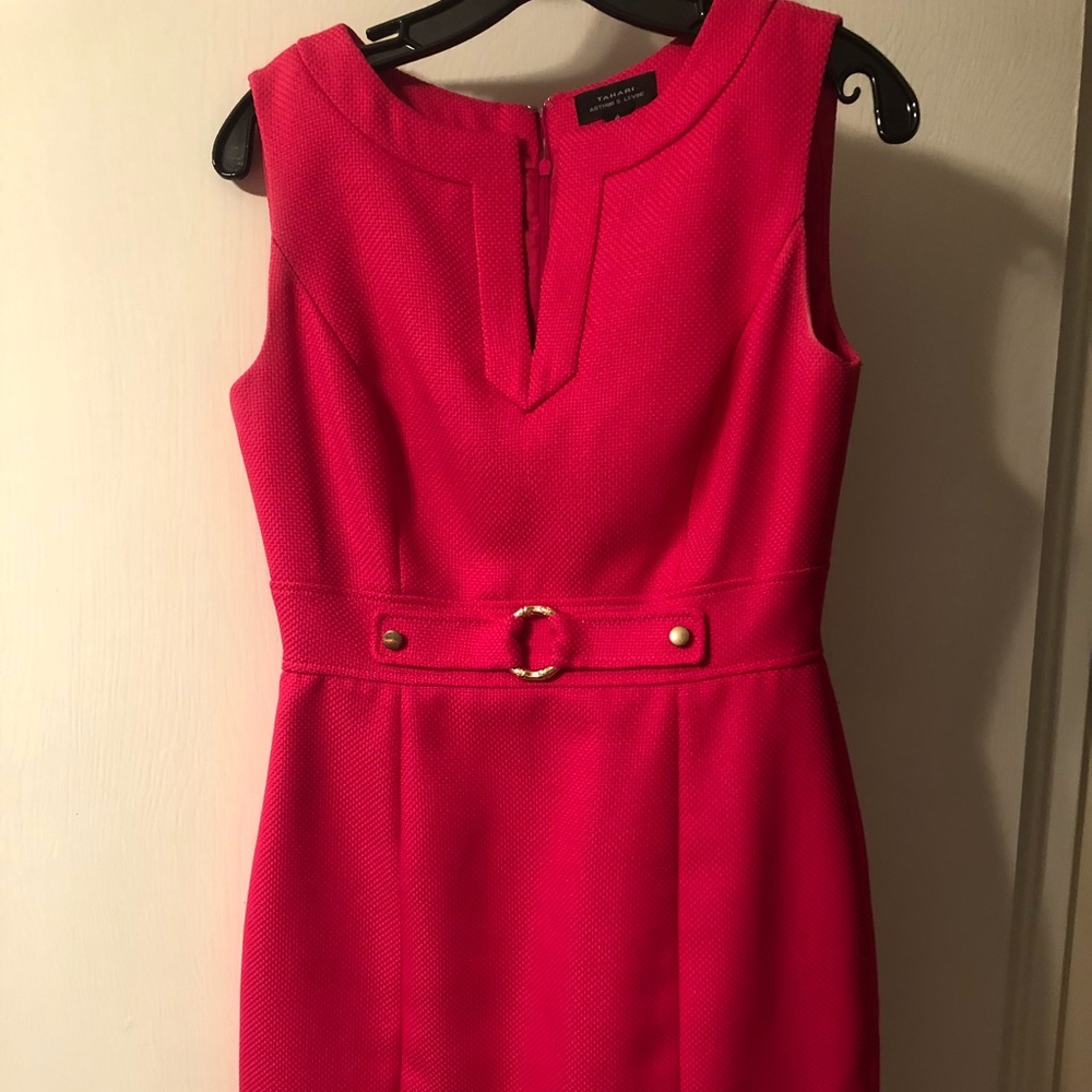 Tahari tweed shift dress pink 4 Arthur Levine